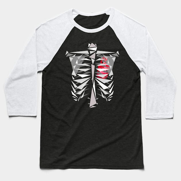 Skeleton Heart Baseball T-Shirt by portraiteam